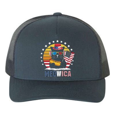 Meowica Cat Hotdog Flag 4th Of July Usa Patriotic Mousic Gift Yupoong Adult 5-Panel Trucker Hat