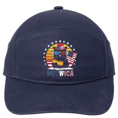 Meowica Cat Hotdog Flag 4th Of July Usa Patriotic Mousic Gift 7-Panel Snapback Hat