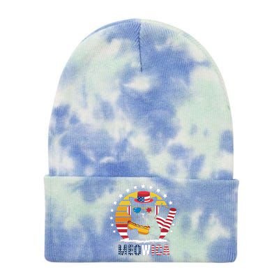 Meowica Cat Hotdog Flag 4th Of July Usa Patriotic Mousic Gift Tie Dye 12in Knit Beanie