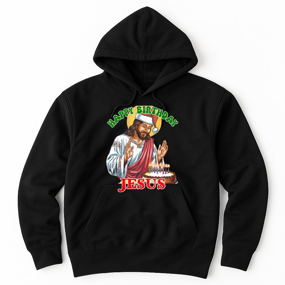 Merry Christmas Happy Birthday Jesus Funny Christian Holiday Hoodie