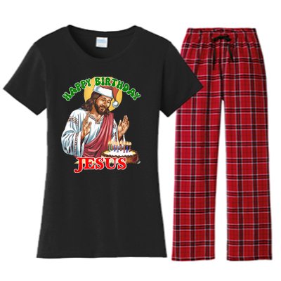 Merry Christmas Happy Birthday Jesus Funny Christian Holiday Women's Flannel Pajama Set