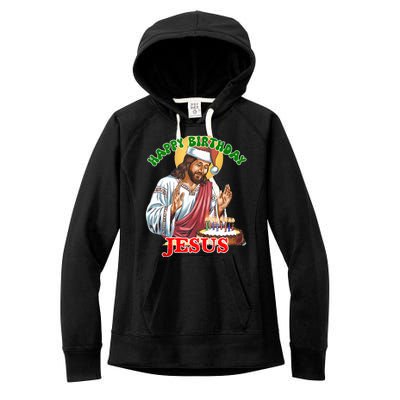 Merry Christmas Happy Birthday Jesus Funny Christian Holiday Women's Fleece Hoodie