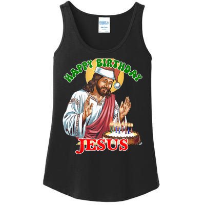 Merry Christmas Happy Birthday Jesus Funny Christian Holiday Ladies Essential Tank