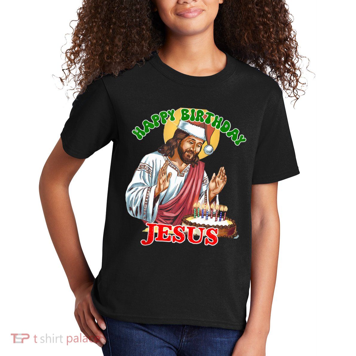 Merry Christmas Happy Birthday Jesus Funny Christian Holiday Kids T-Shirt
