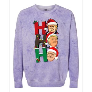 Merry Christmas Ho Ho Ho Trump Santa Light Christmas Colorblast Crewneck Sweatshirt