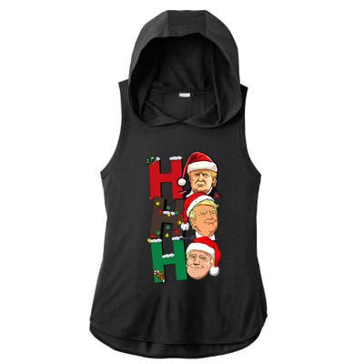 Merry Christmas Ho Ho Ho Trump Santa Light Christmas Ladies PosiCharge Tri-Blend Wicking Draft Hoodie Tank