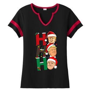 Merry Christmas Ho Ho Ho Trump Santa Light Christmas Ladies Halftime Notch Neck Tee