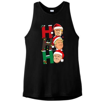 Merry Christmas Ho Ho Ho Trump Santa Light Christmas Ladies PosiCharge Tri-Blend Wicking Tank