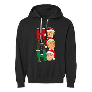 Merry Christmas Ho Ho Ho Trump Santa Light Christmas Garment-Dyed Fleece Hoodie