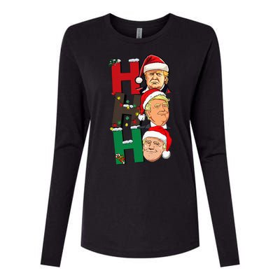 Merry Christmas Ho Ho Ho Trump Santa Light Christmas Womens Cotton Relaxed Long Sleeve T-Shirt