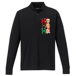 Merry Christmas Ho Ho Ho Trump Santa Light Christmas Performance Long Sleeve Polo