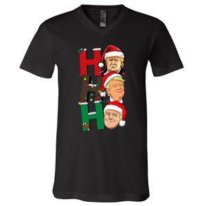 Merry Christmas Ho Ho Ho Trump Santa Light Christmas V-Neck T-Shirt