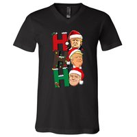 Merry Christmas Ho Ho Ho Trump Santa Light Christmas V-Neck T-Shirt