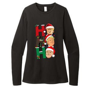 Merry Christmas Ho Ho Ho Trump Santa Light Christmas Womens CVC Long Sleeve Shirt