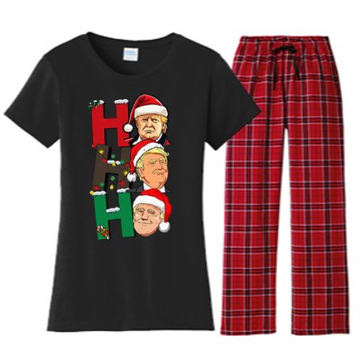 Merry Christmas Ho Ho Ho Trump Santa Light Christmas Women's Flannel Pajama Set