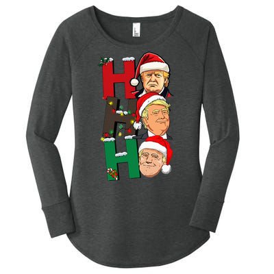 Merry Christmas Ho Ho Ho Trump Santa Light Christmas Women's Perfect Tri Tunic Long Sleeve Shirt