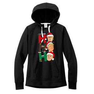 Merry Christmas Ho Ho Ho Trump Santa Light Christmas Women's Fleece Hoodie