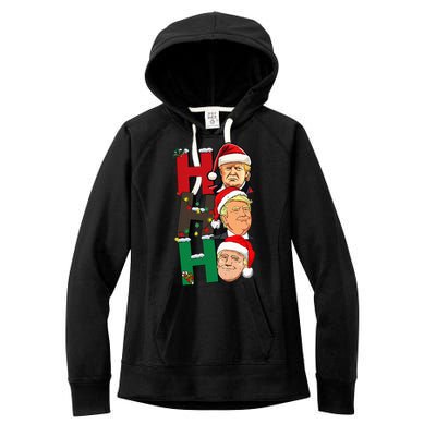 Merry Christmas Ho Ho Ho Trump Santa Light Christmas Women's Fleece Hoodie