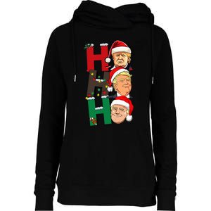 Merry Christmas Ho Ho Ho Trump Santa Light Christmas Womens Funnel Neck Pullover Hood