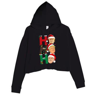 Merry Christmas Ho Ho Ho Trump Santa Light Christmas Crop Fleece Hoodie