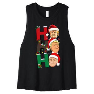 Merry Christmas Ho Ho Ho Trump Santa Light Christmas Women's Racerback Cropped Tank