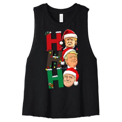 Merry Christmas Ho Ho Ho Trump Santa Light Christmas Women's Racerback Cropped Tank