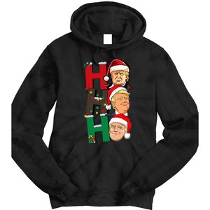 Merry Christmas Ho Ho Ho Trump Santa Light Christmas Tie Dye Hoodie