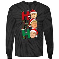 Merry Christmas Ho Ho Ho Trump Santa Light Christmas Tie-Dye Long Sleeve Shirt