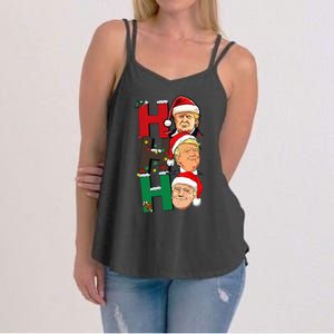 Merry Christmas Ho Ho Ho Trump Santa Light Christmas Women's Strappy Tank