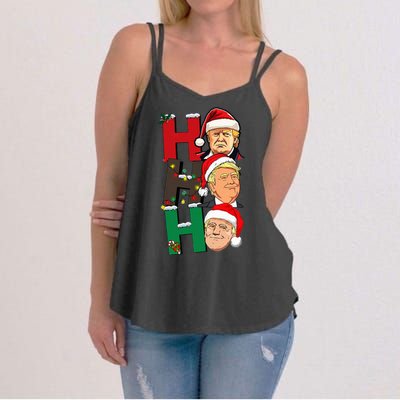 Merry Christmas Ho Ho Ho Trump Santa Light Christmas Women's Strappy Tank