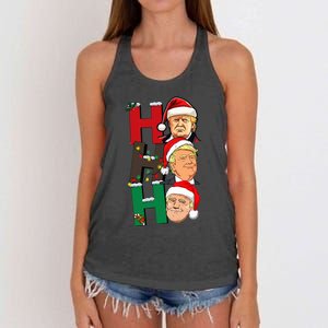 Merry Christmas Ho Ho Ho Trump Santa Light Christmas Women's Knotted Racerback Tank