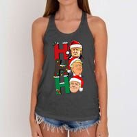 Merry Christmas Ho Ho Ho Trump Santa Light Christmas Women's Knotted Racerback Tank