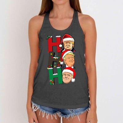 Merry Christmas Ho Ho Ho Trump Santa Light Christmas Women's Knotted Racerback Tank