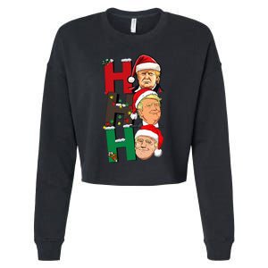 Merry Christmas Ho Ho Ho Trump Santa Light Christmas Cropped Pullover Crew