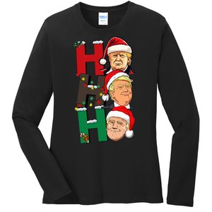 Merry Christmas Ho Ho Ho Trump Santa Light Christmas Ladies Long Sleeve Shirt