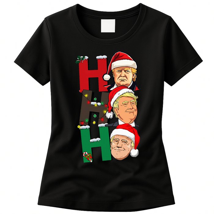 Merry Christmas Ho Ho Ho Trump Santa Light Christmas Women's T-Shirt