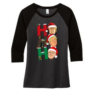 Merry Christmas Ho Ho Ho Trump Santa Light Christmas Women's Tri-Blend 3/4-Sleeve Raglan Shirt