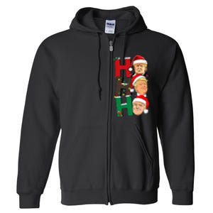 Merry Christmas Ho Ho Ho Trump Santa Light Christmas Full Zip Hoodie