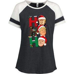 Merry Christmas Ho Ho Ho Trump Santa Light Christmas Enza Ladies Jersey Colorblock Tee