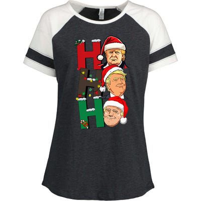 Merry Christmas Ho Ho Ho Trump Santa Light Christmas Enza Ladies Jersey Colorblock Tee