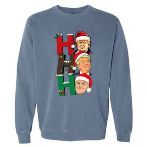 Merry Christmas Ho Ho Ho Trump Santa Light Christmas Garment-Dyed Sweatshirt