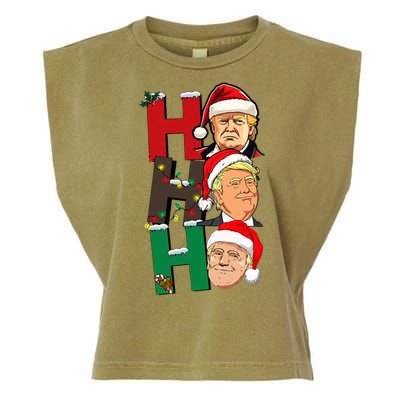 Merry Christmas Ho Ho Ho Trump Santa Light Christmas Garment-Dyed Women's Muscle Tee