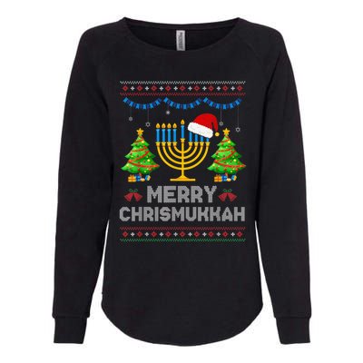 Merry Chrismukkah Happy Hanukkah Christmas Santa Hat Menorah Womens California Wash Sweatshirt