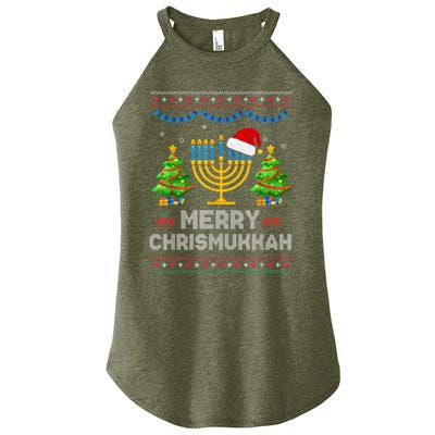 Merry Chrismukkah Happy Hanukkah Christmas Santa Hat Menorah Women’s Perfect Tri Rocker Tank