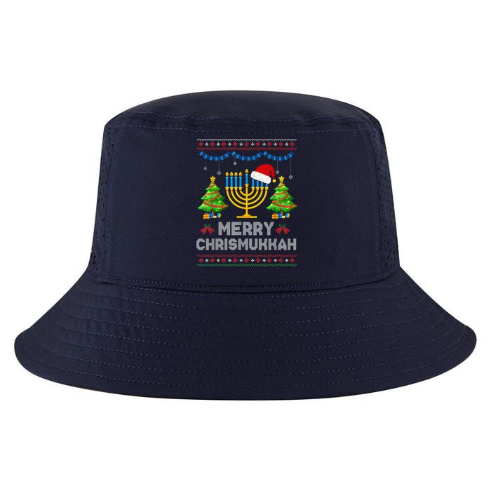 Merry Chrismukkah Happy Hanukkah Christmas Santa Hat Menorah Cool Comfort Performance Bucket Hat