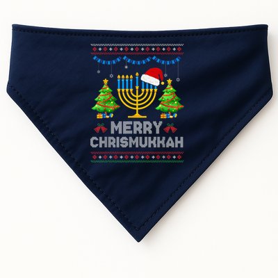Merry Chrismukkah Happy Hanukkah Christmas Santa Hat Menorah USA-Made Doggie Bandana