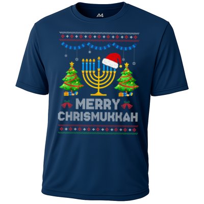 Merry Chrismukkah Happy Hanukkah Christmas Santa Hat Menorah Performance Shirt