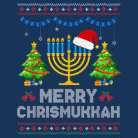 Merry Chrismukkah Happy Hanukkah Christmas Santa Hat Menorah Cooling Performance Crew T-Shirt