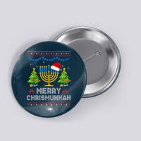Merry Chrismukkah Happy Hanukkah Christmas Santa Hat Menorah Button