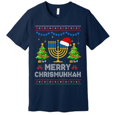 Merry Chrismukkah Happy Hanukkah Christmas Santa Hat Menorah Premium T-Shirt